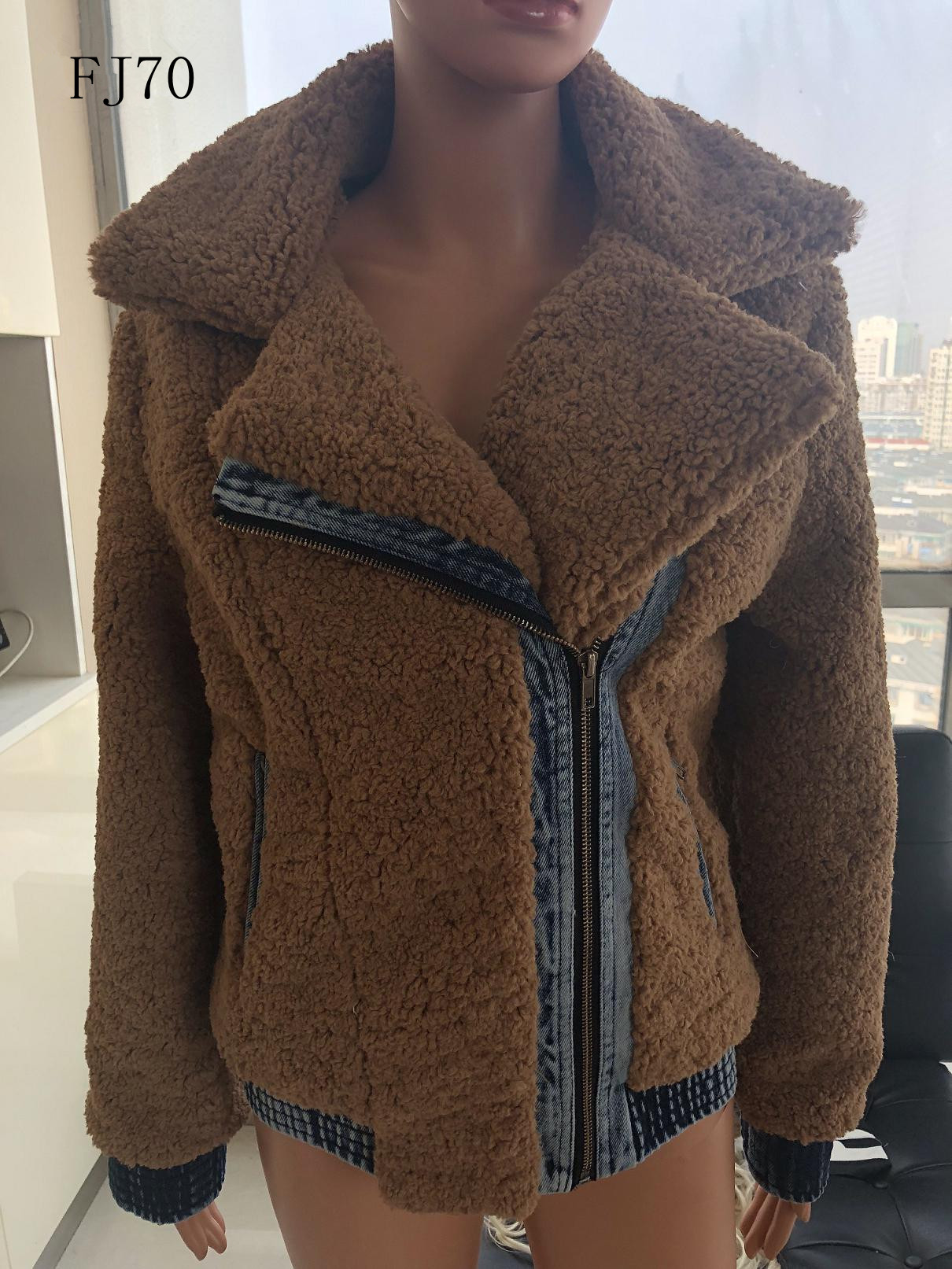 Ladies Jacquard Faux Fur Jacket