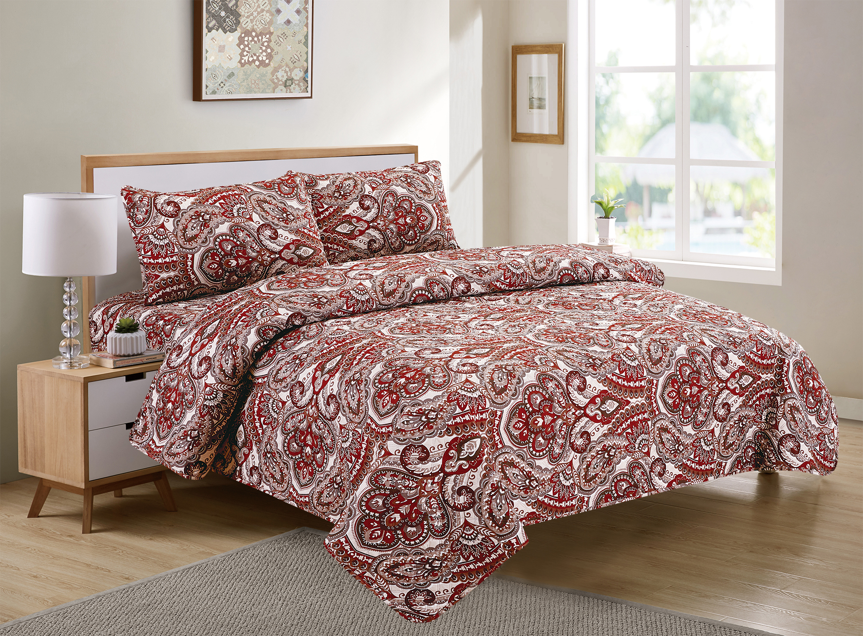 4 pcs printed quilt set