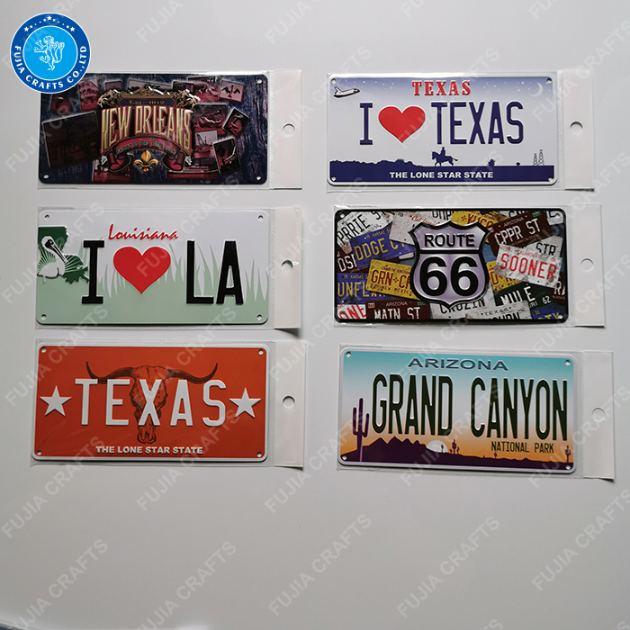 factory price OEM design CMYK printing souvenir 3d embossed funny decorative retro bicycle license plates