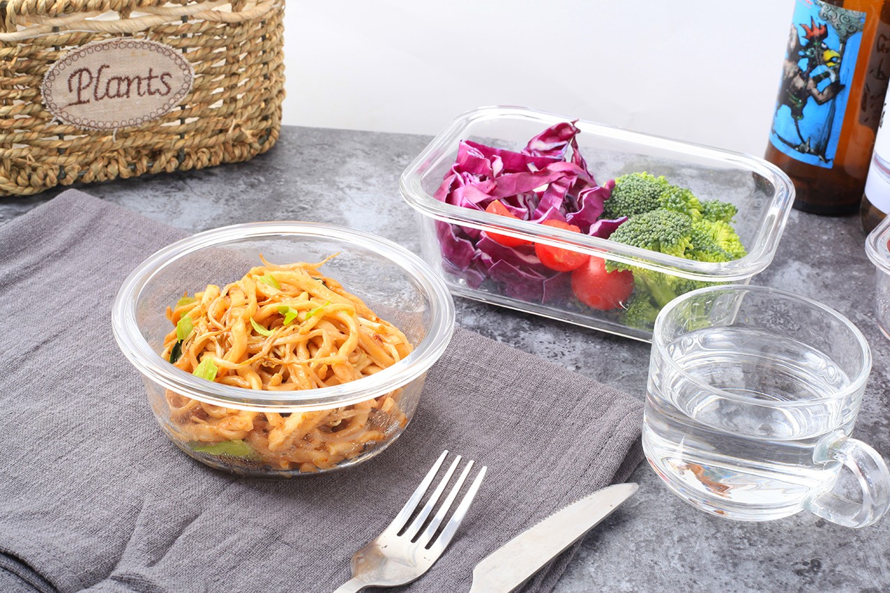 High Borosilicate Food Container Heat Resistant Microwave Lunch Box Vacuum Glass Food Container Set