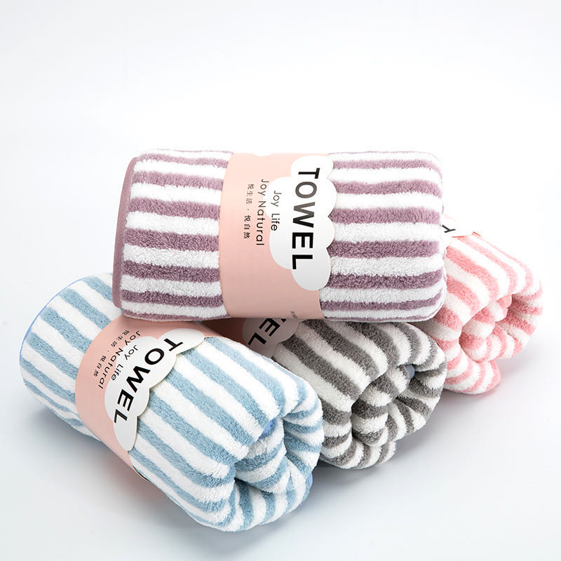 warp knitting high density stripe coral fleece bath towels