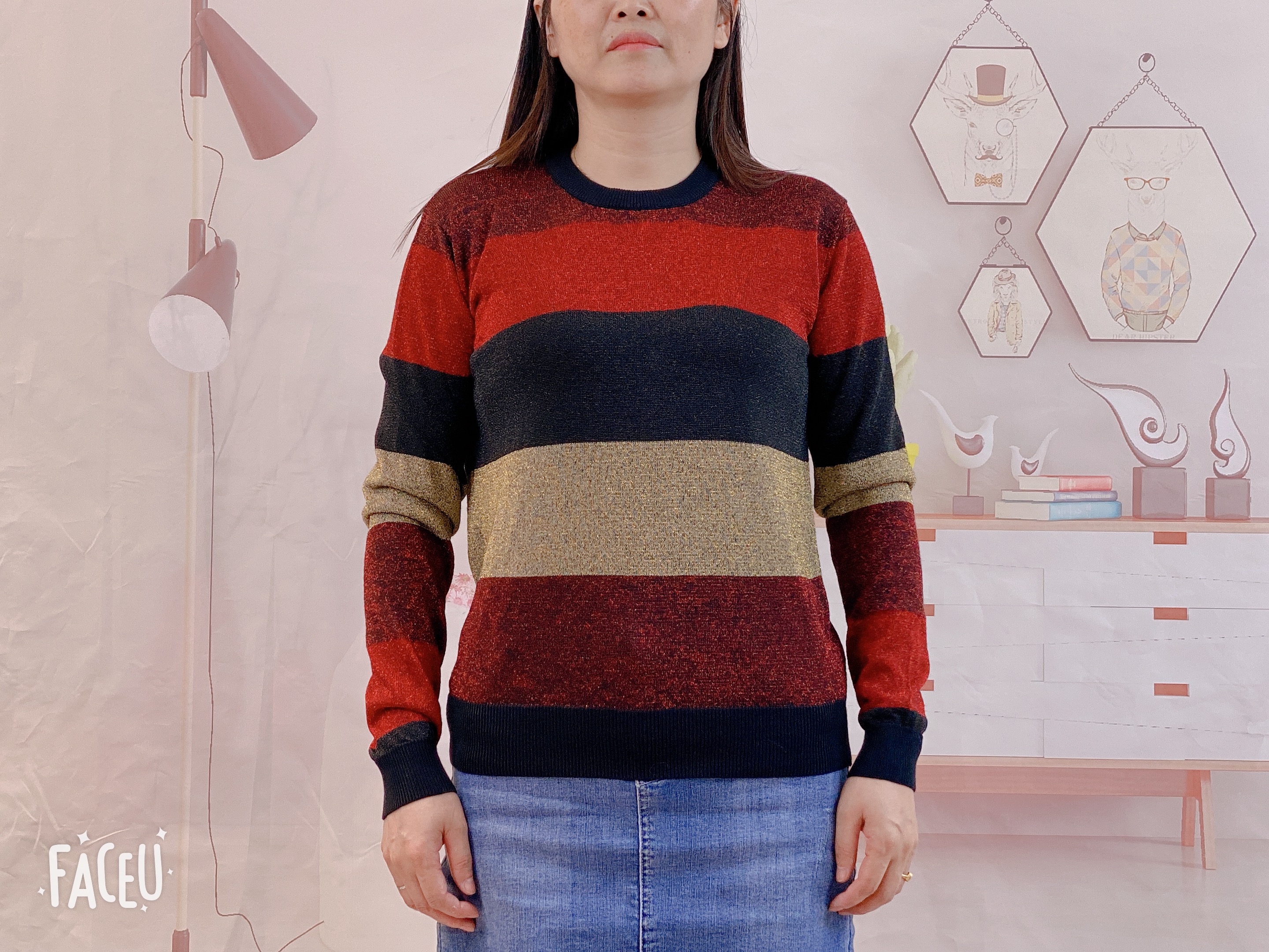 Spring/Summer Ldies' striped pullover sweater