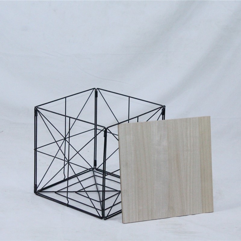 Metal wire MDF folding side table