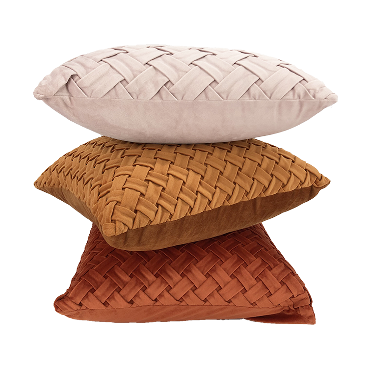 Wrinkled Velveteen Cushion - Cross Knot Design