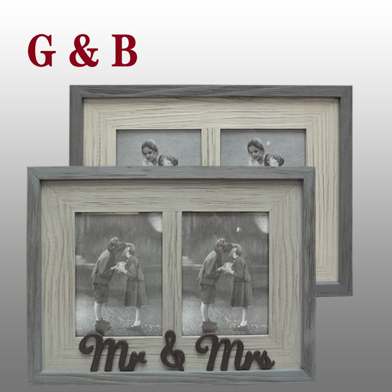 G14511 2-5x7" Grey Wooden Photo Frame