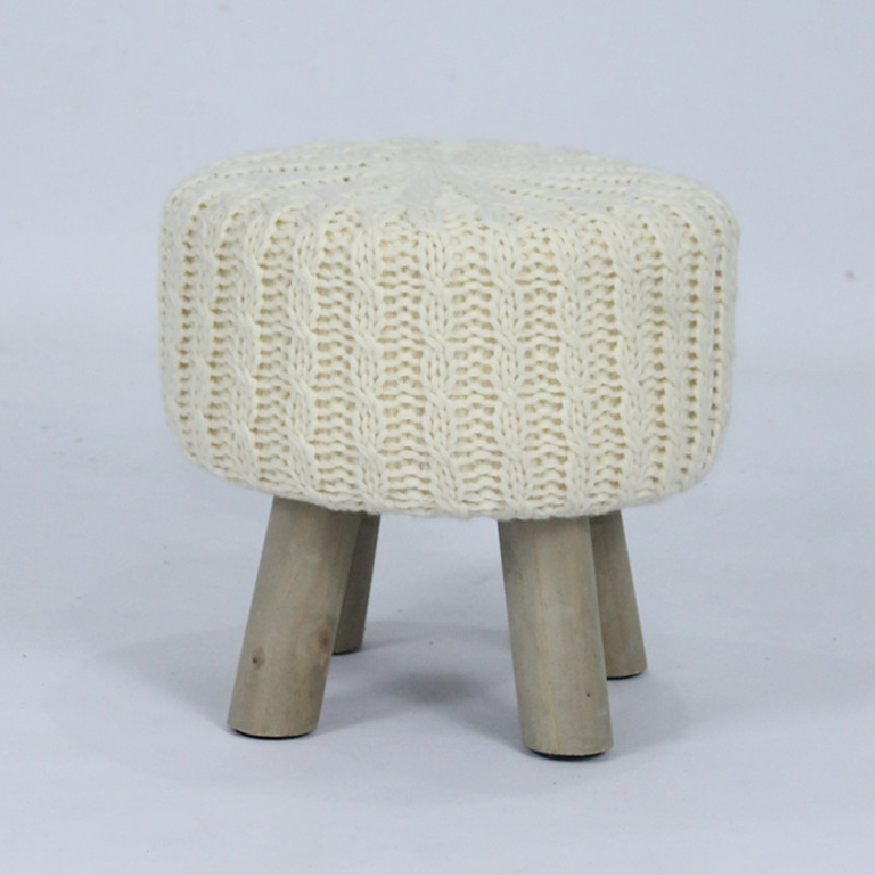 4 legs knitted cover wooden footstool