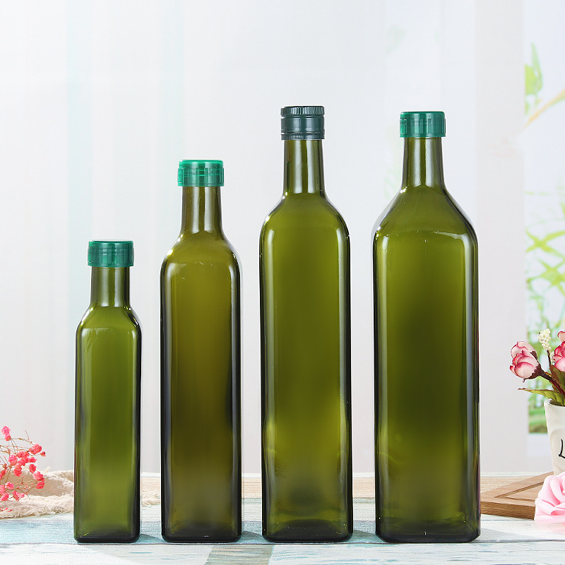 1L 500ml 250ml square classical green olive oil glass bottle