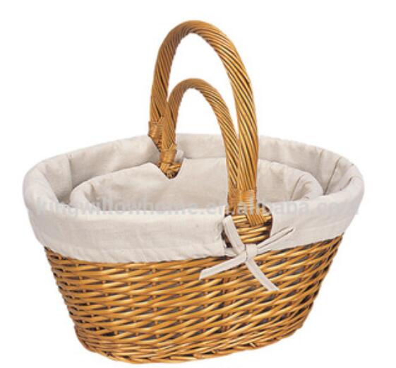 Kingwillow Hot selling set of 2 wicker ellipse dirty wicker home storage basket handmade wicker storage basket