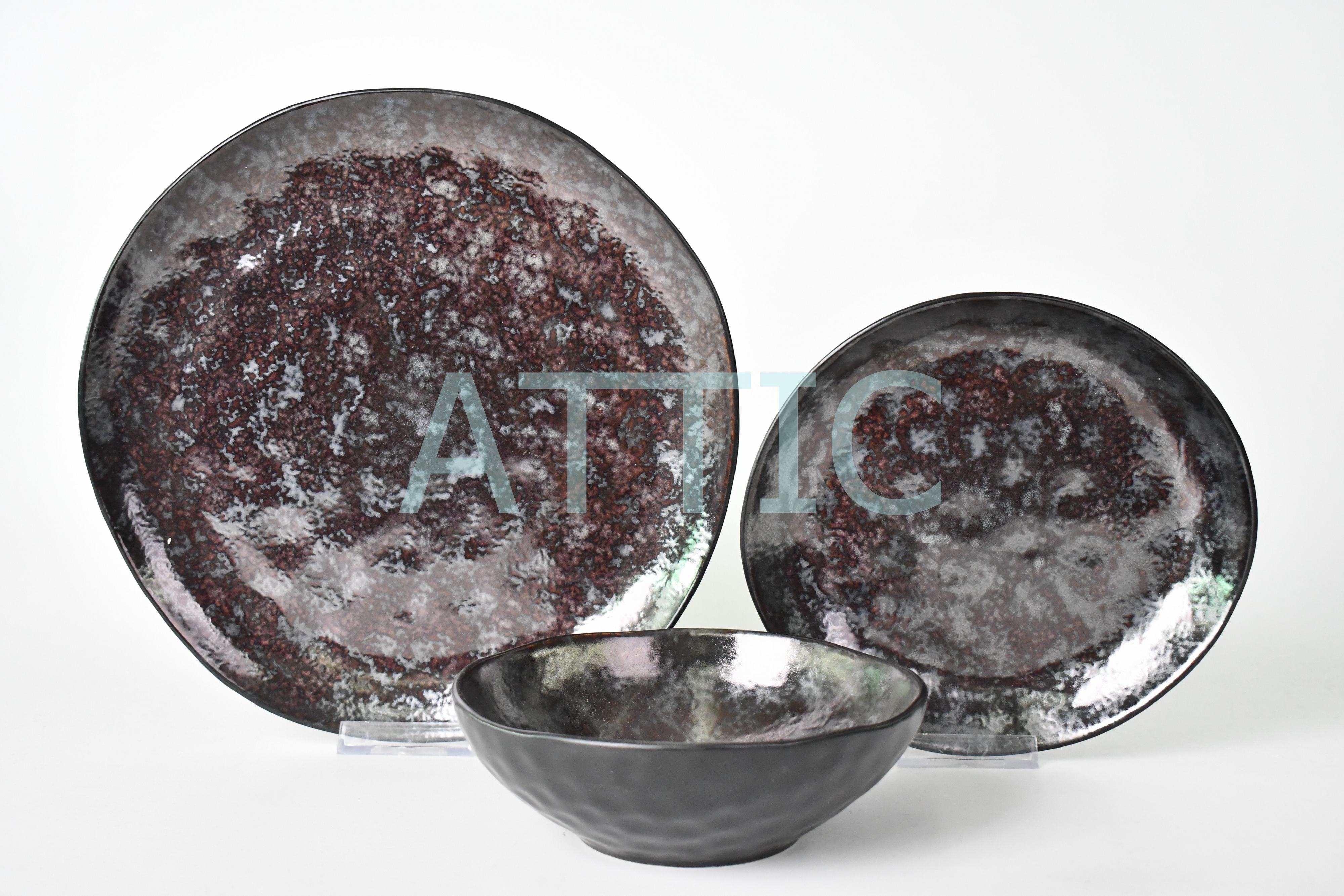 stoneware metallic glaze dinner sets