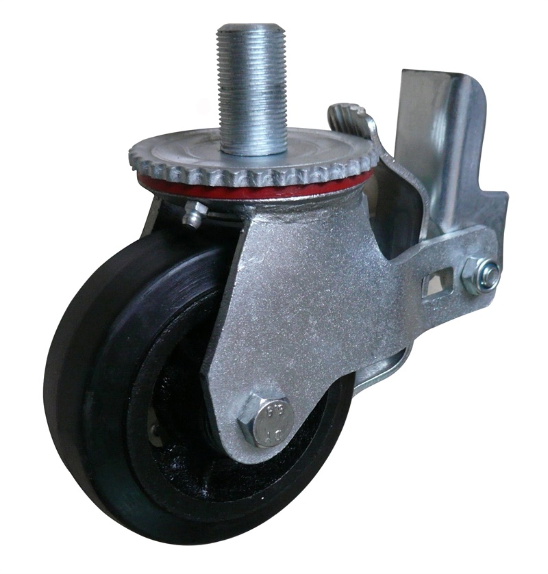 5 inch shorten threaded stem rubber iron wheel scaffold casters