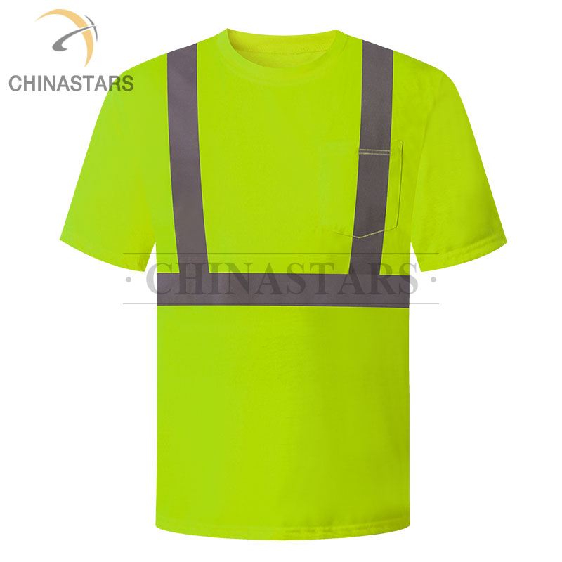 Wholesale Polyester class 2 hi vis reflective short sleeve shirt yellow and orange safety workwear clothing