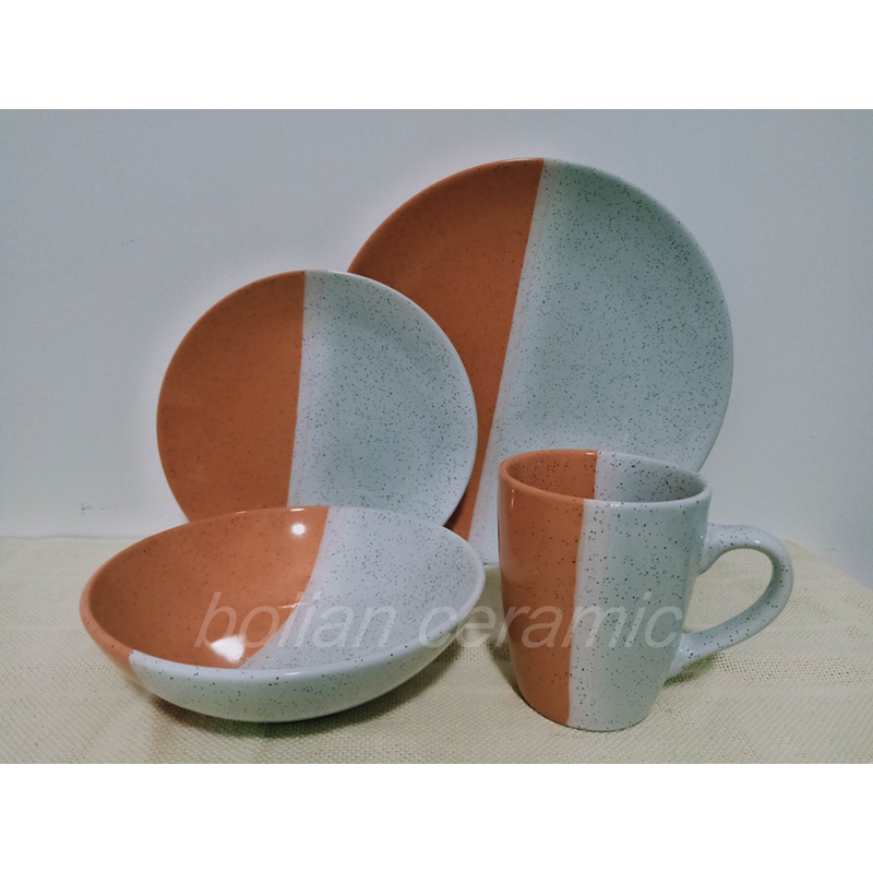 Speckles with overlapping glaze dinnerware