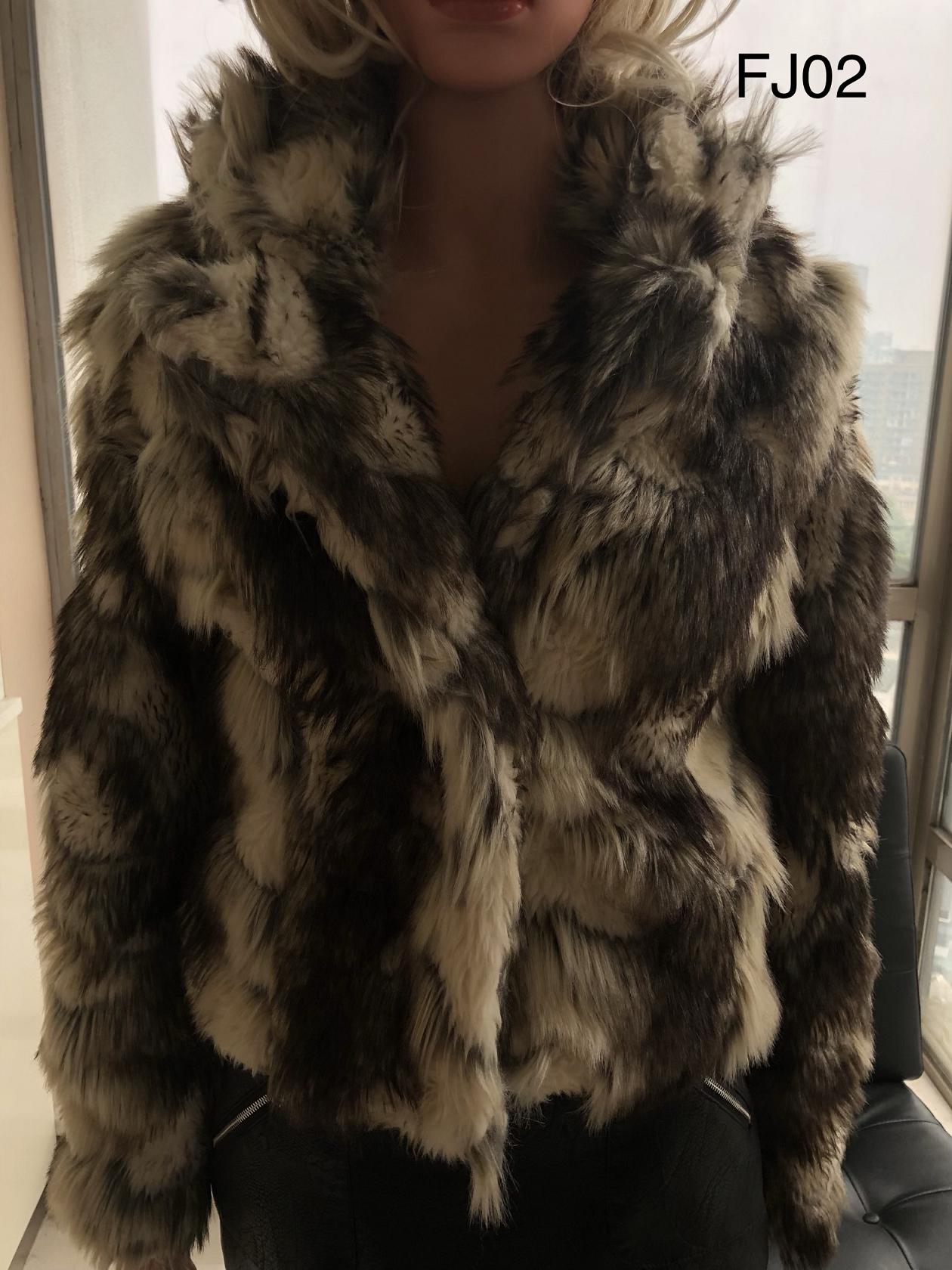 Ladies Jacquard Faux Fur Jacket