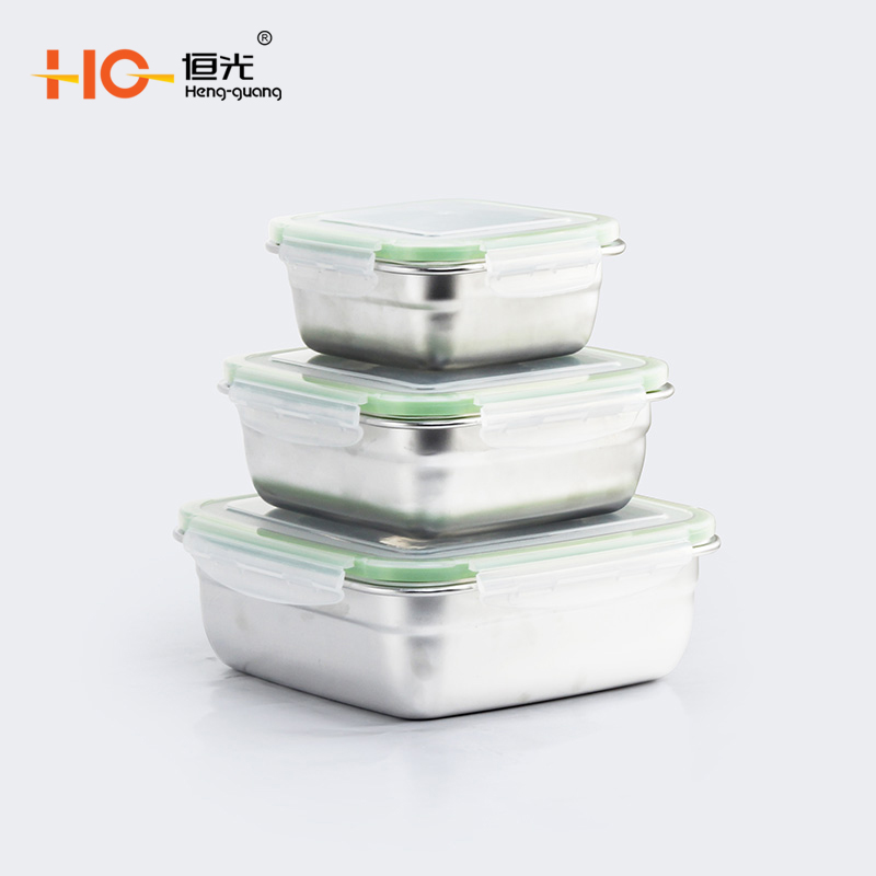 Hengguang 304 stainless steel crisper box Korean crisper box rectangle crisper box storage box storage box