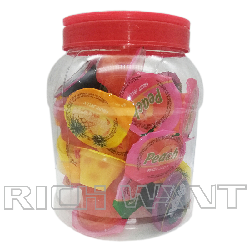 35g JELLY with POPPING BOBA gelatina Fruit Flavor Jelly Cup in round jar(32pcs/jar)