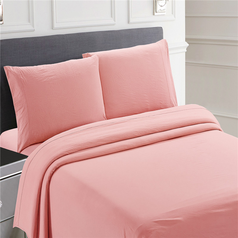 Washed solid bed sheet set