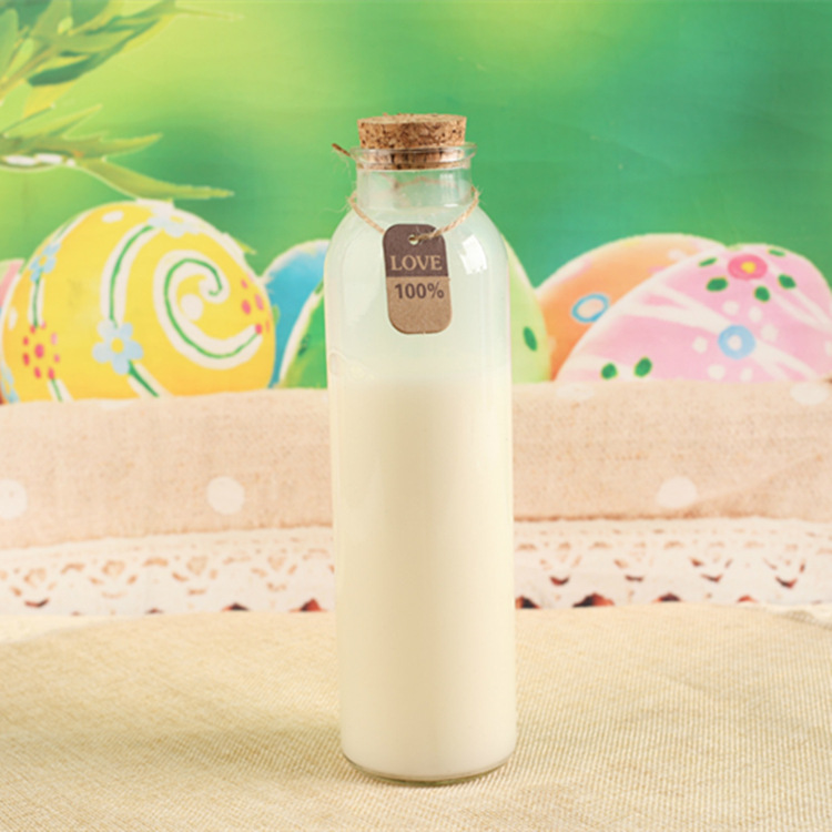 500ml glass bottle with wood lid for milk