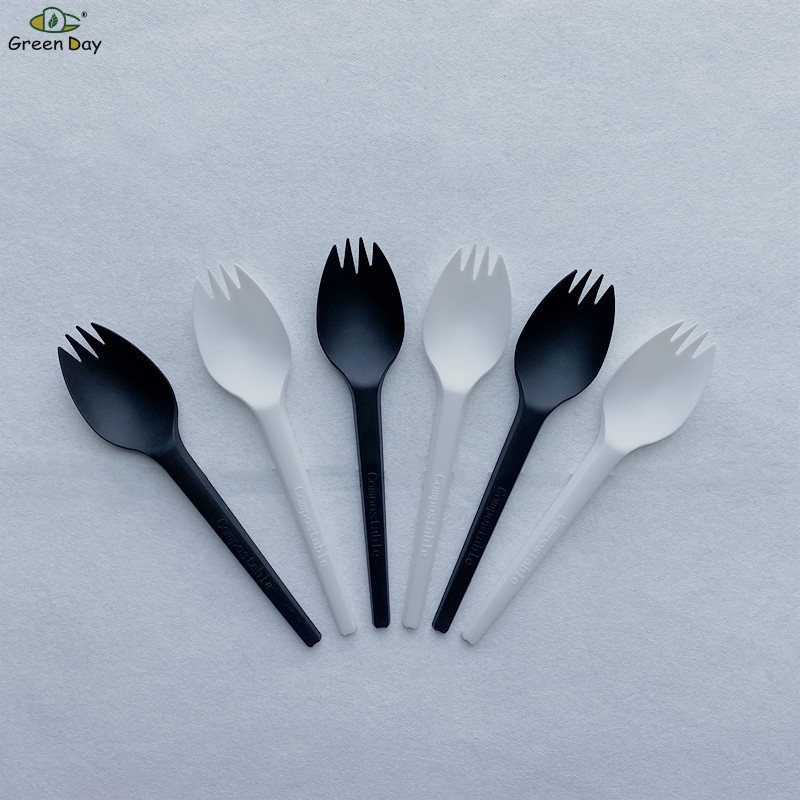 CPLA 6'' CPLA Spork -Natural White and Black