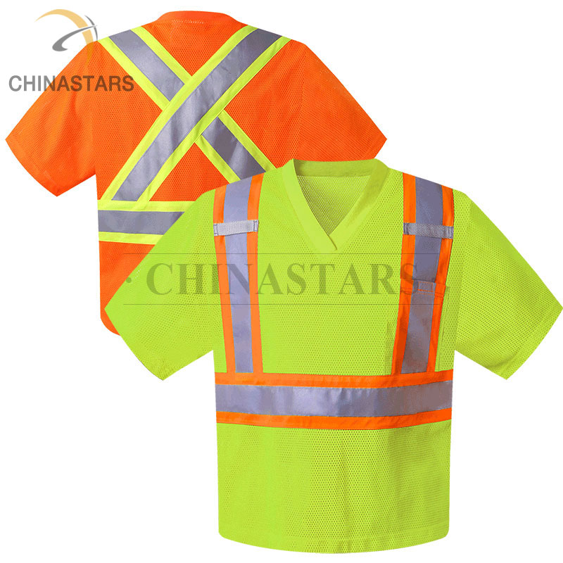 CSA-Z96 Class 2 high visibility reflective mesh vest workwear custom Logo with 1 pocket