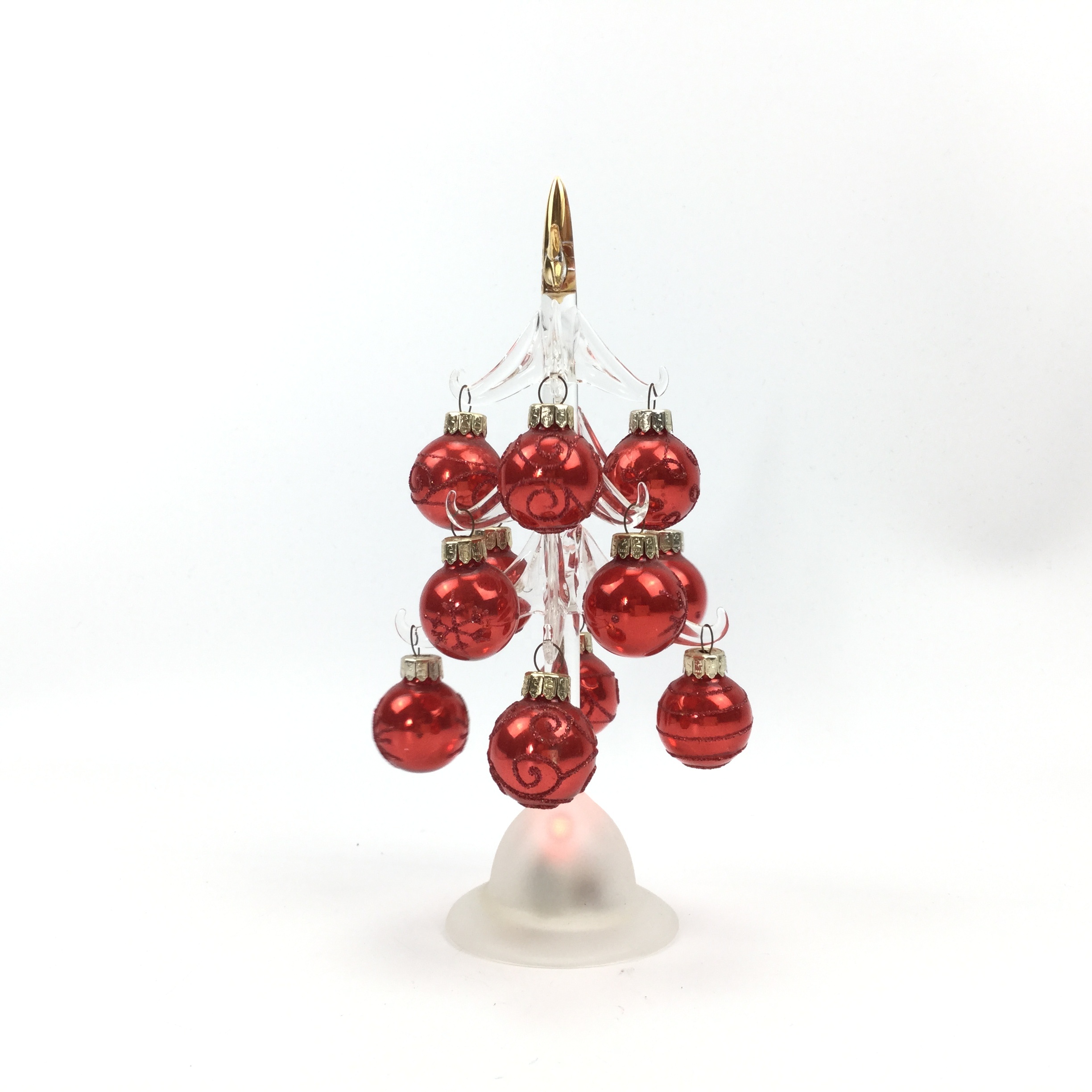 LED Glass Christmas Tree with Ball Ornaments | Holiday Gift