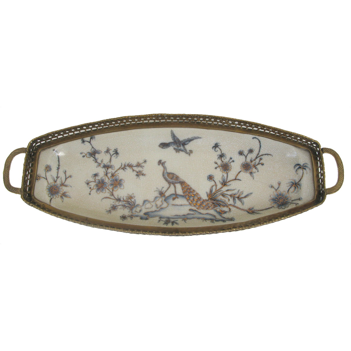 Luxury Antique Bronze Porcelain Home Decoration Plate with handle