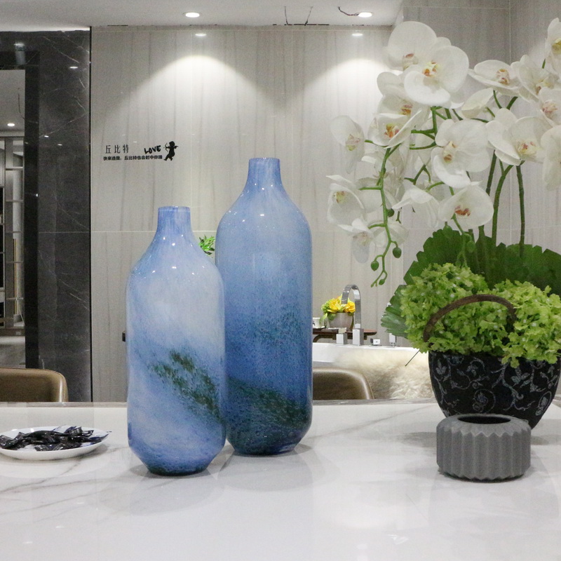 Handmade blown colored glass vase