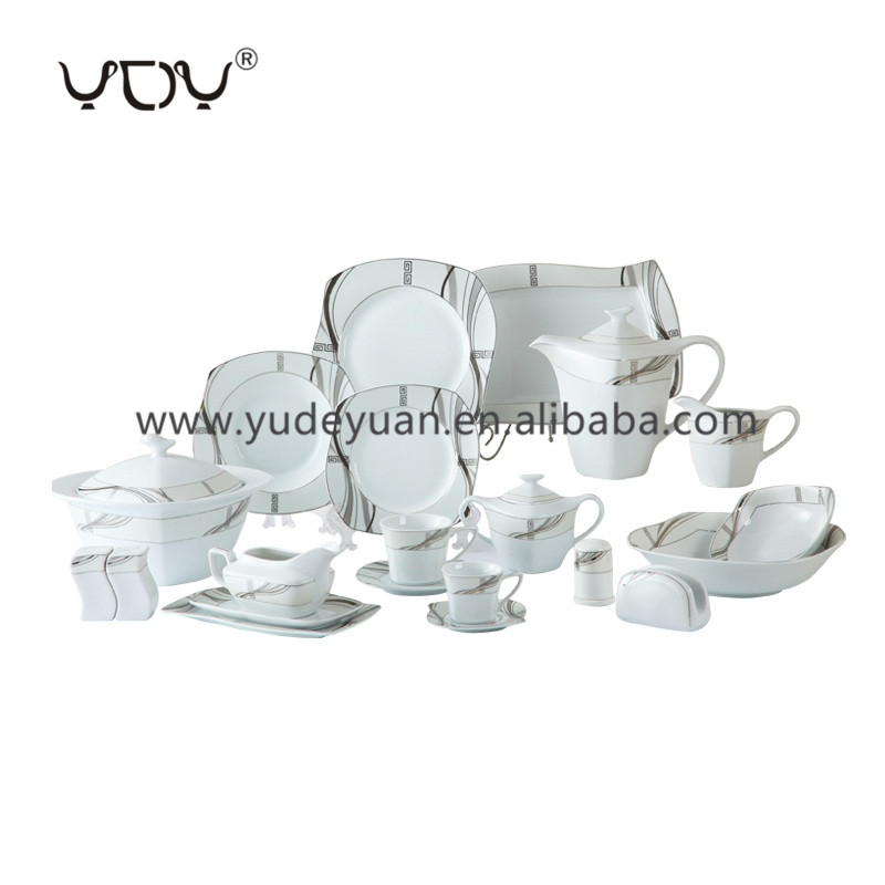 S shape egypt silver decal egypt porcelain dinner sets