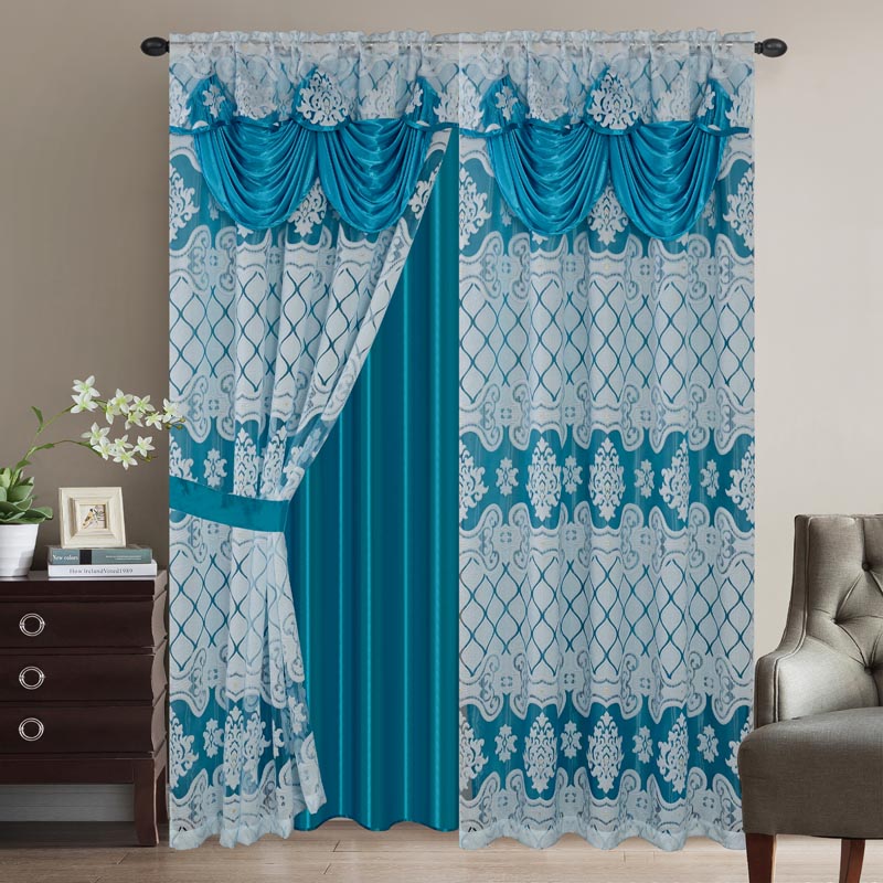 Clipped Voile Window Curtain Set