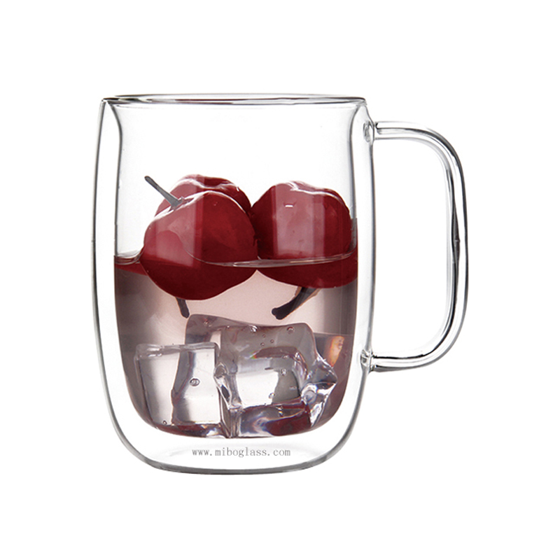 Double wall glass borosilicate coffee glass Coffee glass mug double walled coffe cup with handle