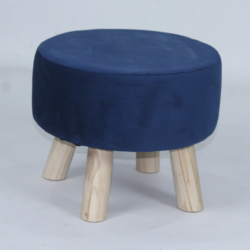 velvet fabric cover wooden footstool