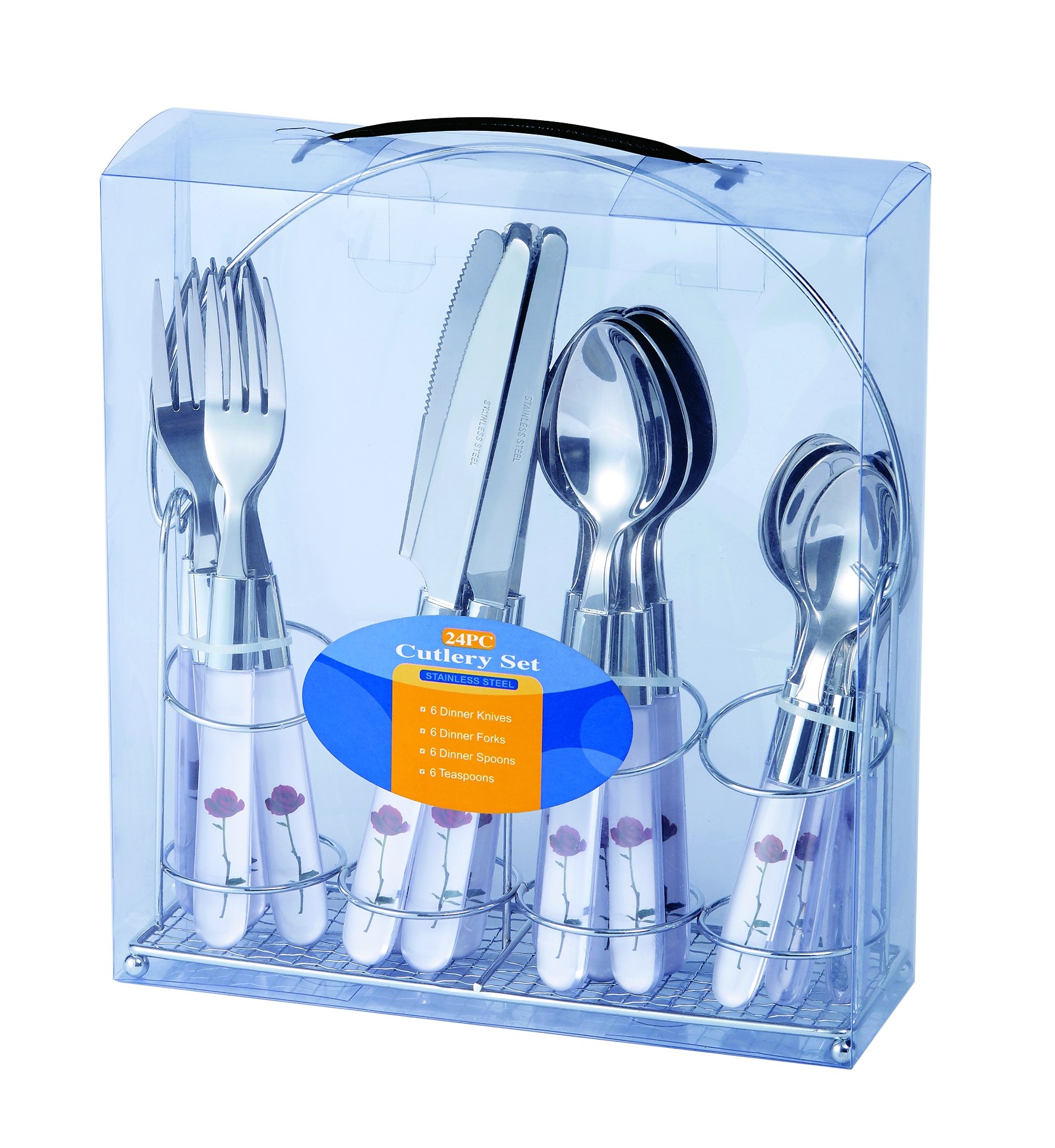 Stainless Steel Cutlery Set Chrome stand+PVC