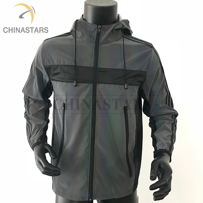 Wholesale customized design polyester rainbow iridescent reflective fabric material fashion wear clothes