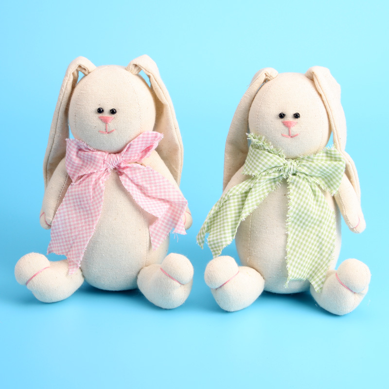 Handmade Stuffed Bunny Couple Sitting