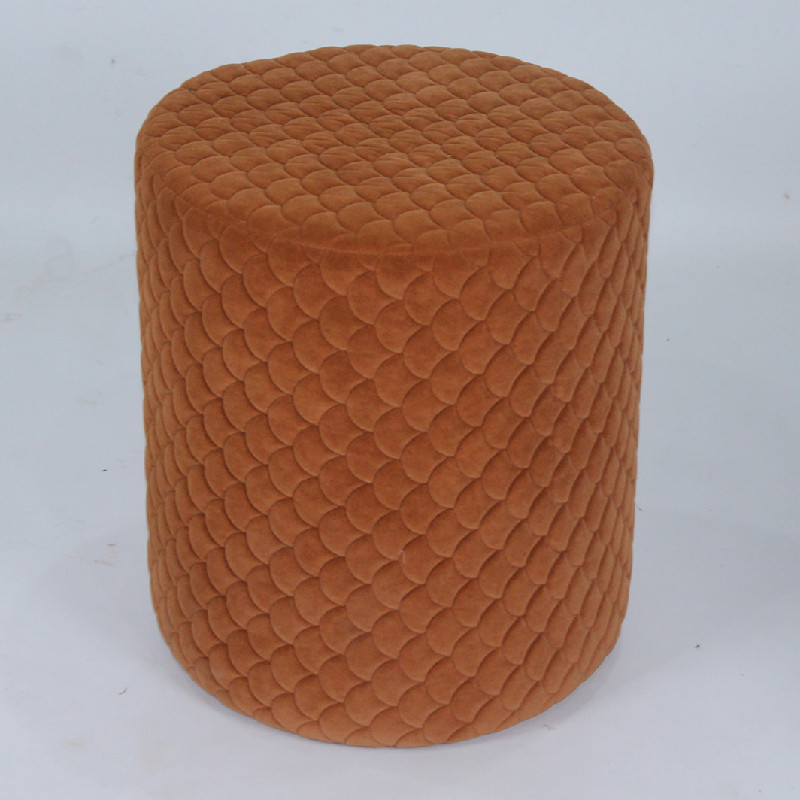 Quilted velvet fabric pouf