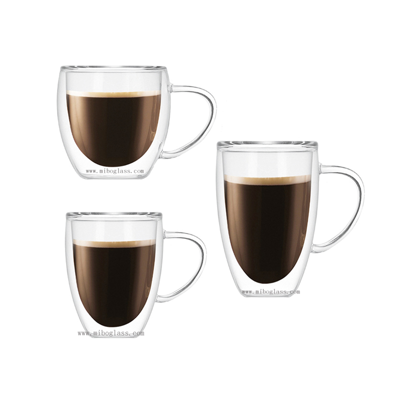 Double wall glass mug, coffe mug ,double wall coffee glass. heatresistant double wall glass