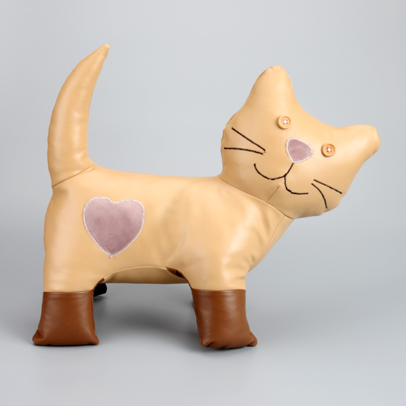 Brown Microfiber Leather Cat for Home Decoration