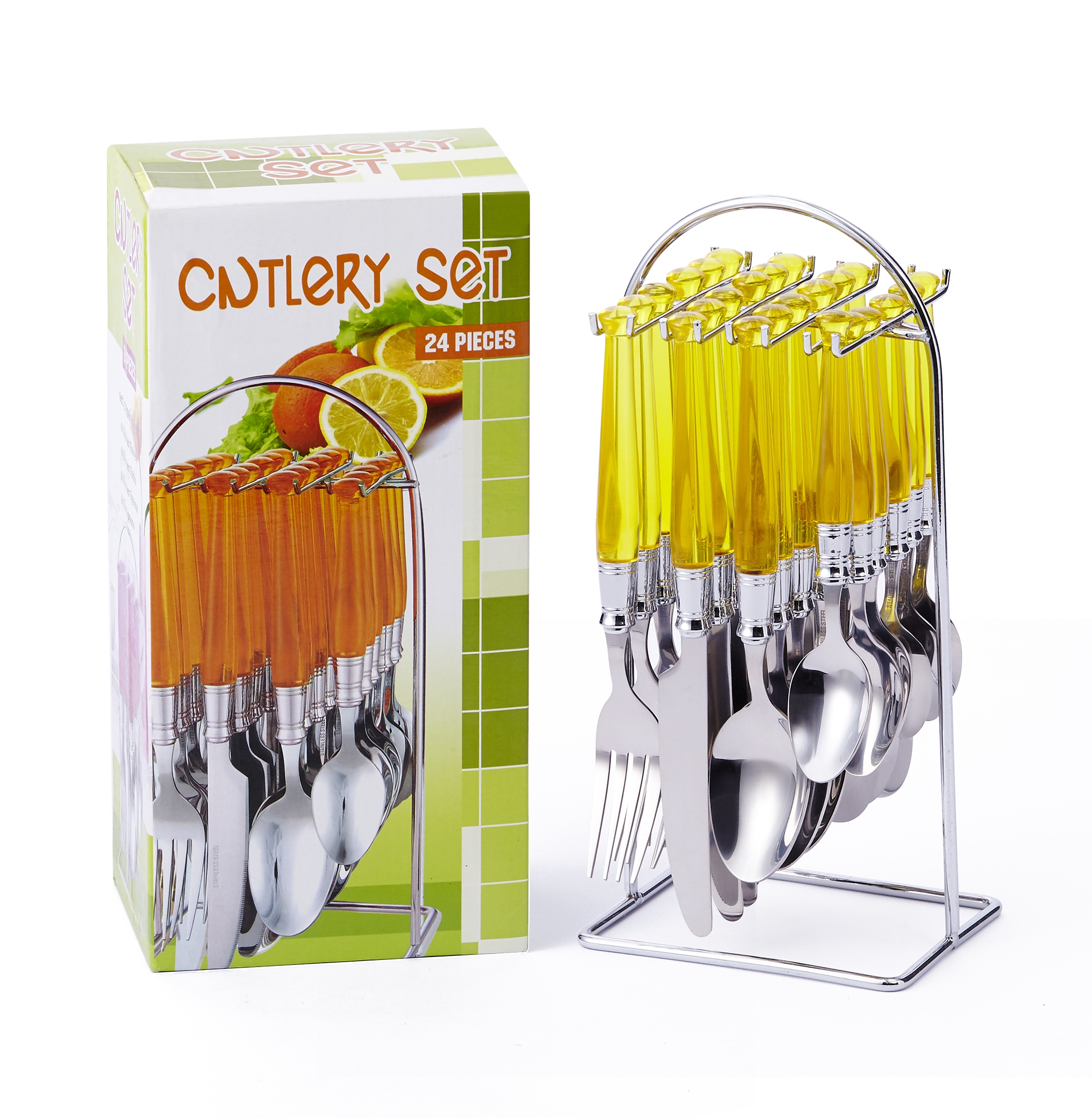 Stainless Steel Cutlery Set Chrome stand+gift box