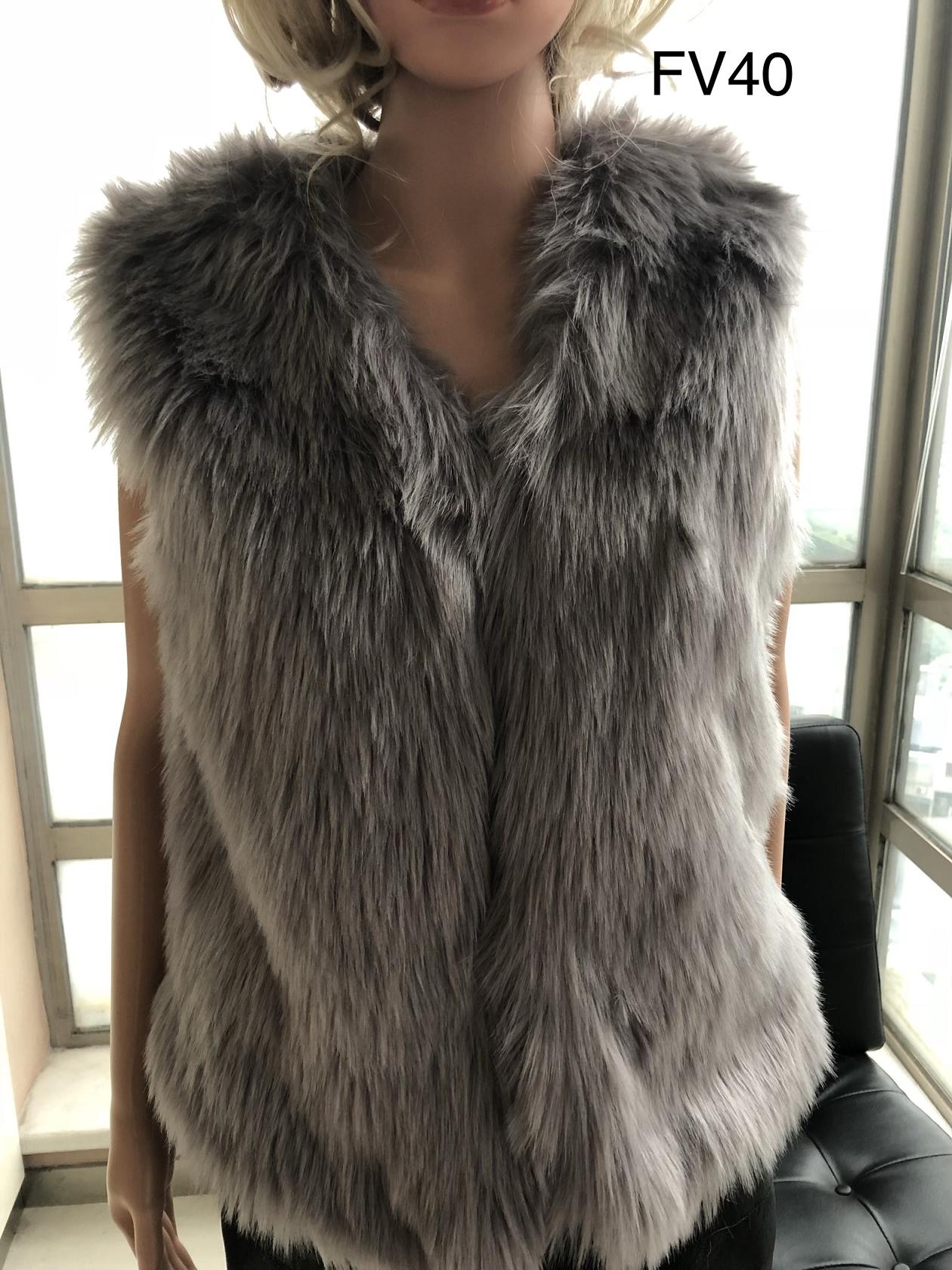 Ladies Jacquard Faux Fur Vest