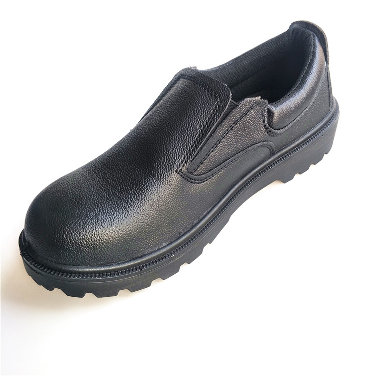 Black steel toe real leather safety shoes protection shoes