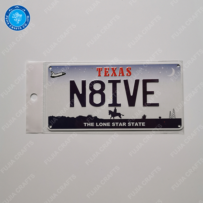 USA factory price CMYK printing souvenir 3d embossed funny decorative retro bicycle license plates