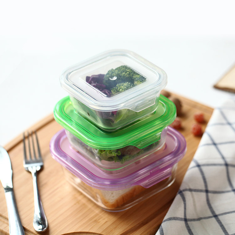 High Borosilicate Food Container Heat Resistant Microwave Lunch Box Vacuum Glass Food Container Set