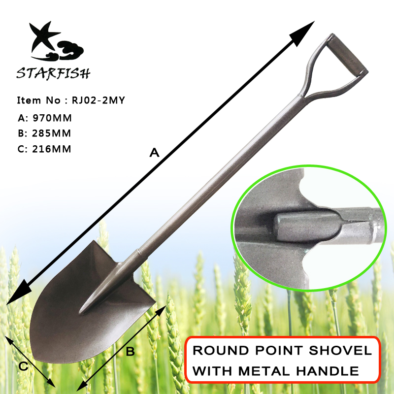 Round Shovel With Metal Handle