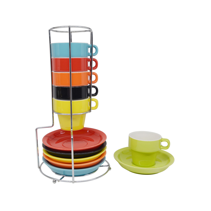 coffee&tea cup&saucer sets with metal holder