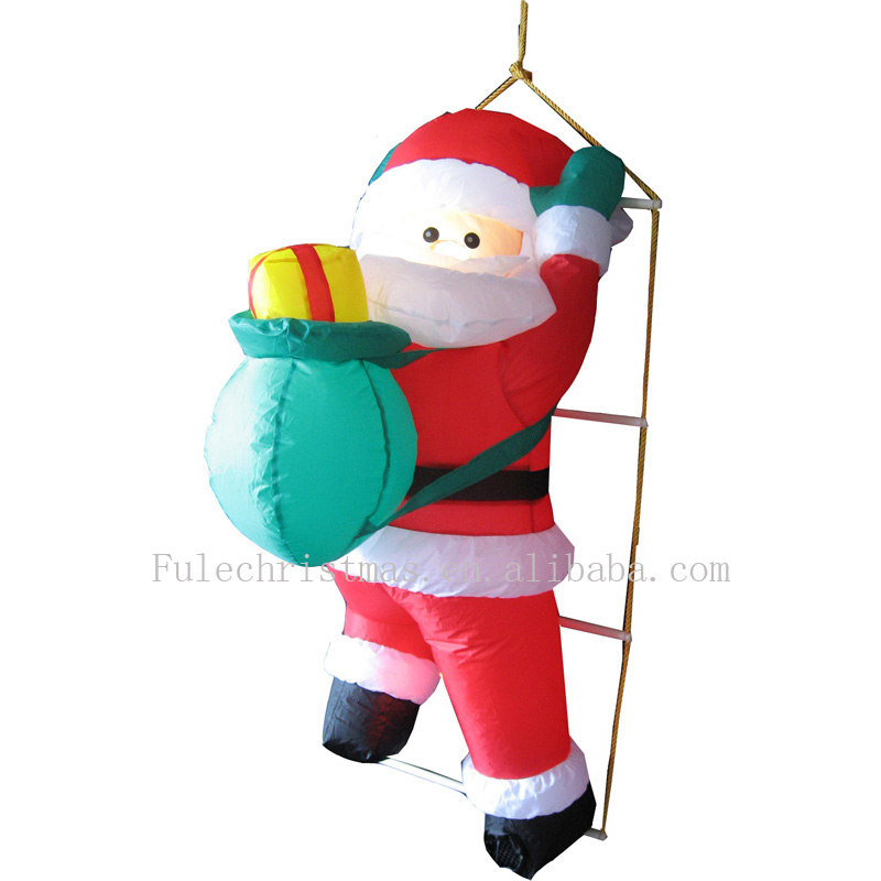 Christmas inflatable Santa on rope ladder