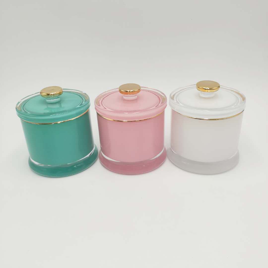 Unique decorative multipurpose antique design candy jar with lid glass candle jar