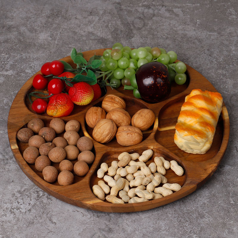 acacia wood divided nut plate