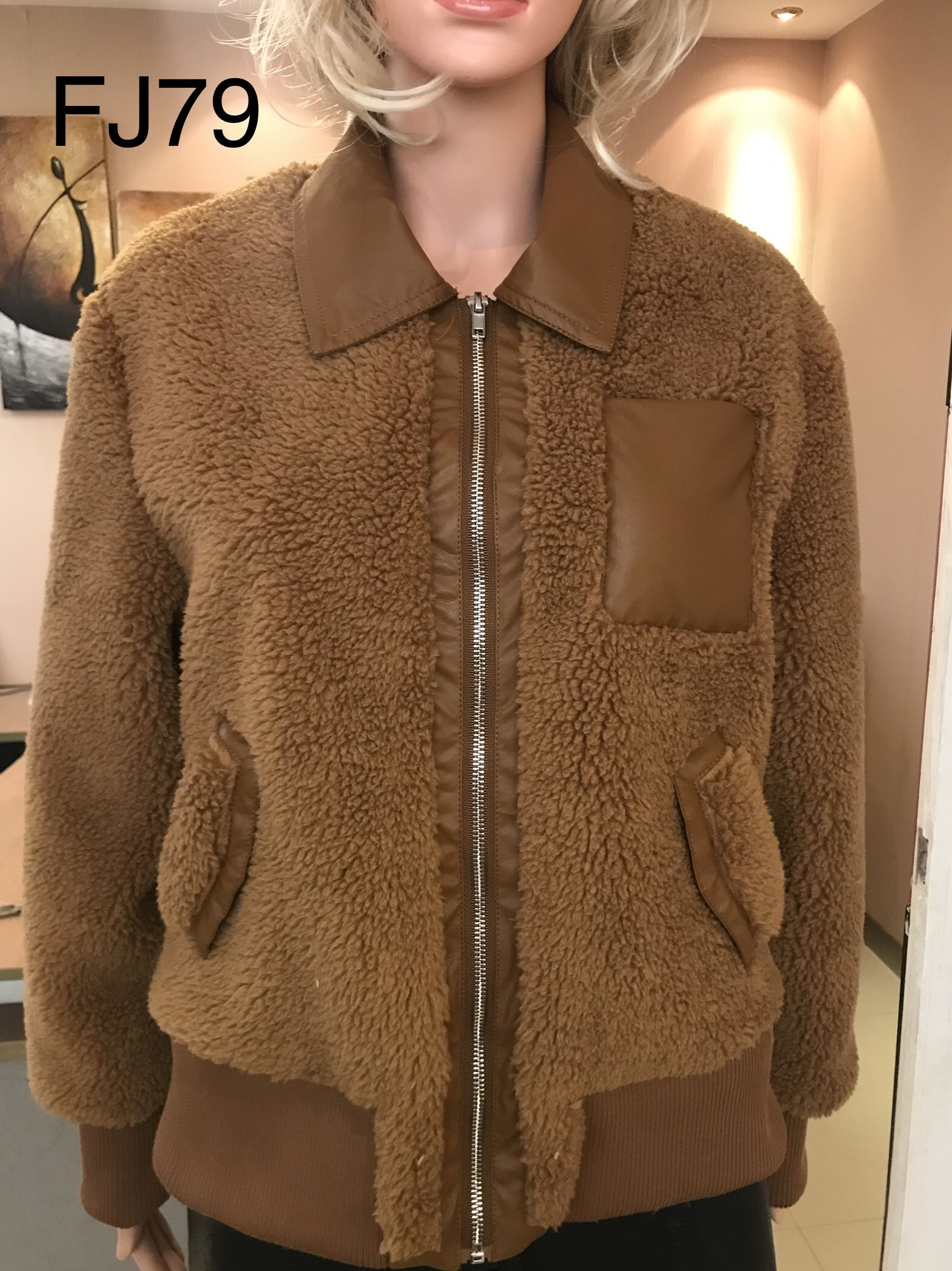 Ladies Jacquard Faux Fur Jacket