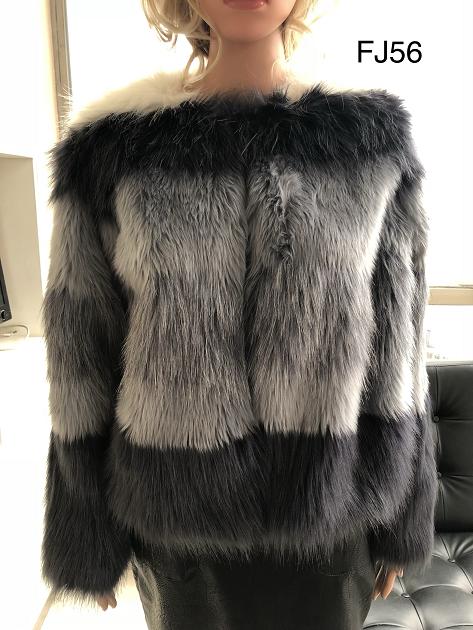 Ladies Jacquard Faux Fur Jacket