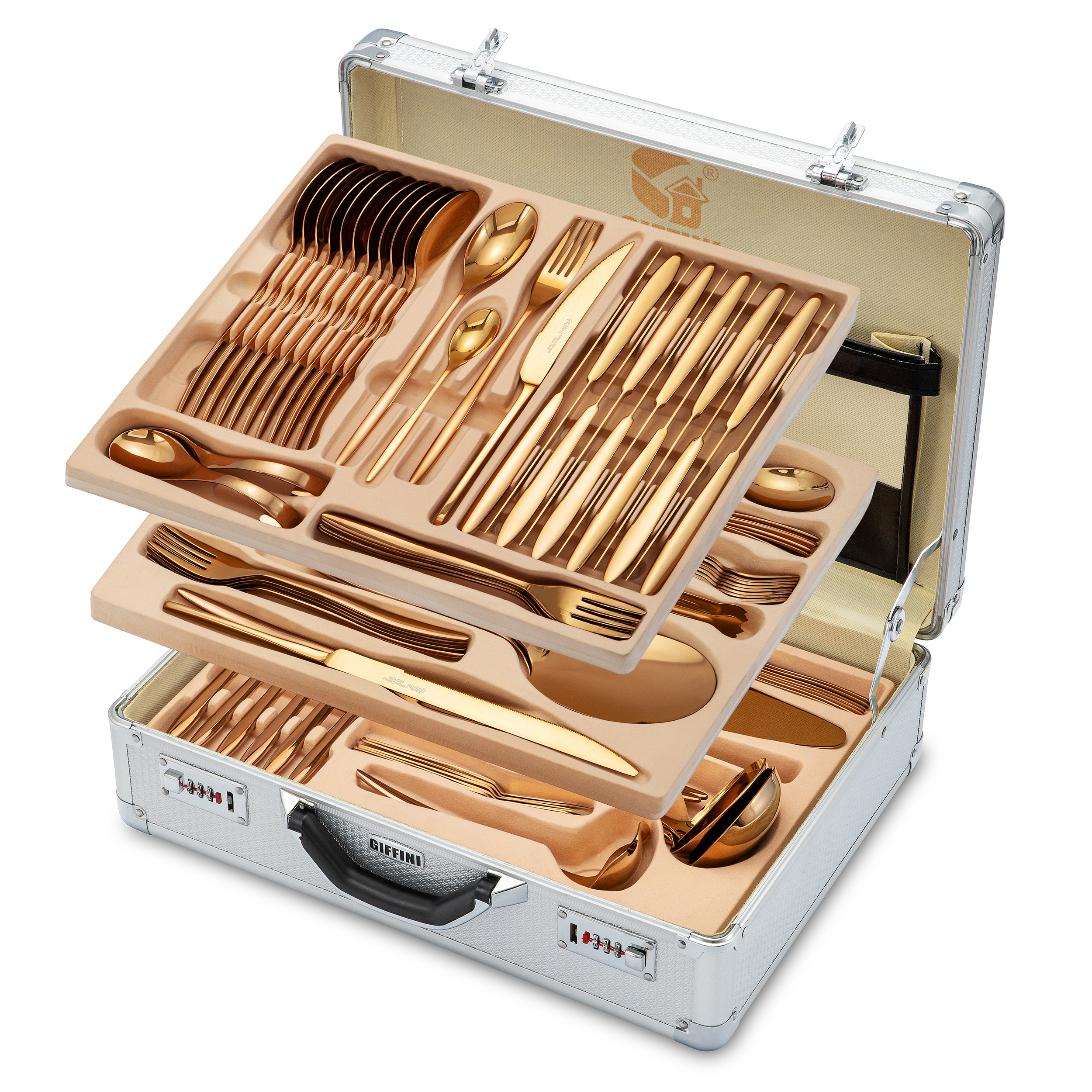 142/146 Pcs Titanium Color Cutlery Set with Case