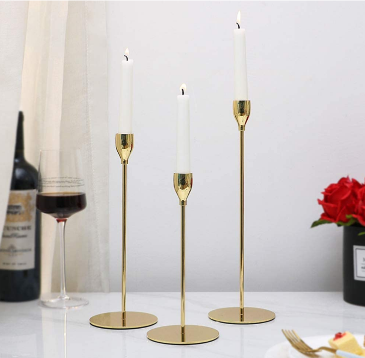 Romatic Decoration gold metal wedding candlestick holders